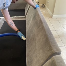 Sofa during cleaning