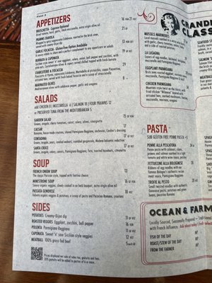 Menu photo 5 Tramonti Santa Cruz, CA