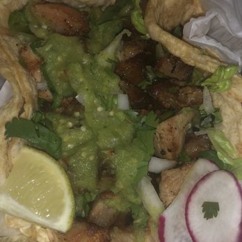 BK Taco Factory - Chunks of carnita taco with a tiny lime - Tacos Near Me - Brooklyn, New York