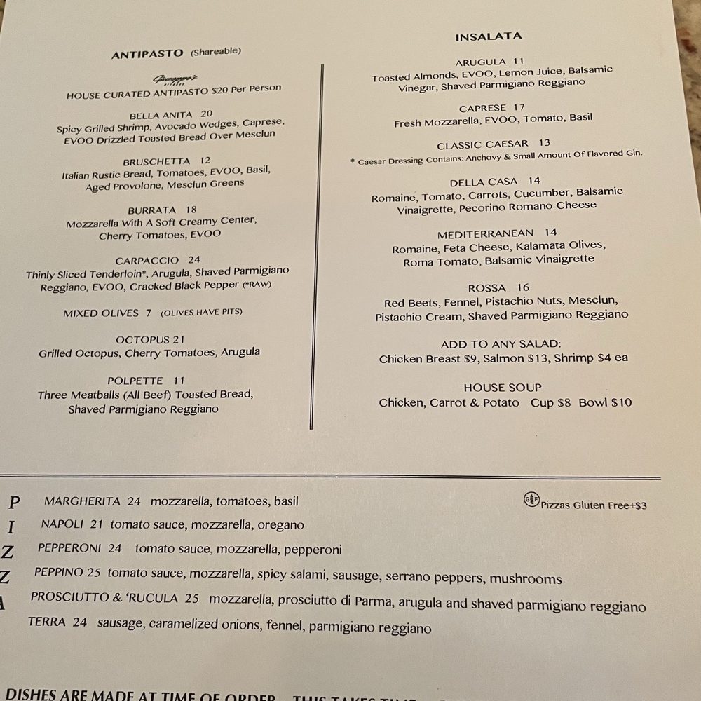 Giuseppe's Ritrovo - Menu - Italian Near Me - Columbus, Ohio
