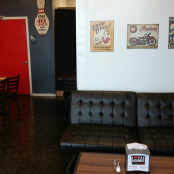 Fat Shack - Seating area. This restaurant is verrrry casual. You can come in your PJs lol. - Chicken Wings Near Me - Denton, Texas Fat Shack - Seating area. This restaurant is verrrry casual. You can come in your PJs lol. - Chicken Wings Near Me - Denton, Texas
