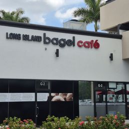 Exterior outside entrance of Long Island Bagel Cafe - Boca Raton, Florida Exterior outside entrance of Long Island Bagel Cafe - Boca Raton, Florida