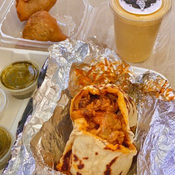 Kasa Indian Eatery - kati roll, naan stop flavor: chicken takka masala, samosas x 2, Mango Lassi (04/2023) - Indian Near Me - San Francisco, California Kasa Indian Eatery - kati roll, naan stop flavor: chicken takka masala, samosas x 2, Mango Lassi (04/2023) - Indian Near Me - San Francisco, California