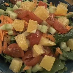 Dinner salad with mango vinaigrette. Delicious.
