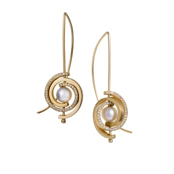 Mia Gemma - Inspiro Earrings - 14k yellow gold, diamonds, akoya pearls. - Jewelry Near Me - Washington, DC, District of Columbia