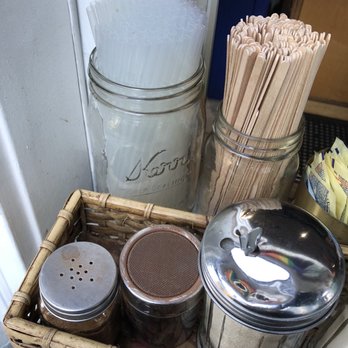 Monorail Espresso - Straws w/o packaging exposed outdoor on the counter by a sidewalk hmmmm - Coffee & Tea Near Me - Seattle, Washington