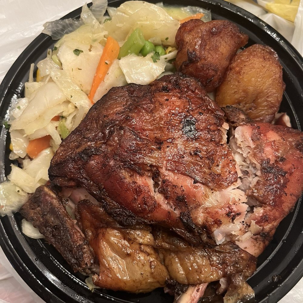 Peppa's Jerk Chicken - Jerk Chicken Dinner ; Rice and Peas with Cabbage and Plantain - Caribbean Near Me - Brooklyn, New York Peppa's Jerk Chicken - Jerk Chicken Dinner ; Rice and Peas with Cabbage and Plantain - Caribbean Near Me - Brooklyn, New York