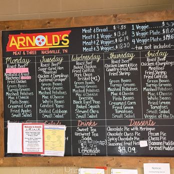 Arnold's Country Kitchen - Weekly Menu - Southern Near Me - Nashville, Tennessee
