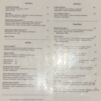 Blackbird - Menu - New American Near Me - Shoreline, Washington