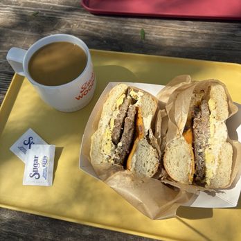 Duckie's Woodfire - Sunshine stacker, drip coffee - Bagels Near Me - Oklahoma City, Oklahoma