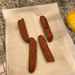 Rudy's "Country Store" and Bar-B-Q - This is supposed to be 2 full sausage links but actually one cut into 4 slices.