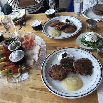 Mamaleh's Delicatessen - Large Grand Fish Platter and latkes with caviar - Delis Near Me - Cambridge, Massachusetts