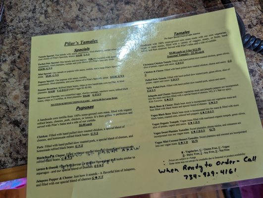 Menu photo 2 Pilar's Tamales Ann Arbor, MI