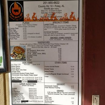 Down South Barbeque - Menu as of 11/30/23 - Barbeque Near Me - Foley, Alabama Down South Barbeque - Menu as of 11/30/23 - Barbeque Near Me - Foley, Alabama
