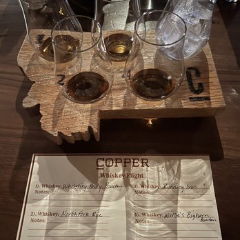 Copper Whiskey Bar & Grill - Montana Whiskey Flight - Steakhouses Near Me - Bozeman, Montana