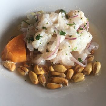Casablanca - Fish Ceviche with purple onions, yam and popped corn was my appetizer - Seafood Near Me - Miami, Florida Casablanca - Fish Ceviche with purple onions, yam and popped corn was my appetizer - Seafood Near Me - Miami, Florida