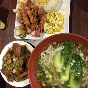Corner Beef Noodle House - Fried monascus pork rice plate and braised pork knuckle noodle soup - Taiwanese Near Me - El Monte, California Corner Beef Noodle House - Fried monascus pork rice plate and braised pork knuckle noodle soup - Taiwanese Near Me - El Monte, California