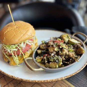 Haywire  - Cadillac burger with brussels sprouts - New American Near Me - Houston, Texas