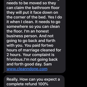 Clean N' Done - Text from Sam the rep - Home Cleaning Near Me Clean N' Done - Text from Sam the rep - Home Cleaning Near Me