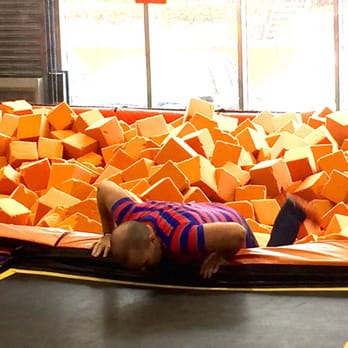 Sky Zone - Quite some trouble climbing out for good old Jamie! - Trampoline Parks Near Me - Alexandria, NSW