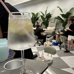 Nails by Chris - Very nice they serve all drinks in glasses and the water is cucumber lemon