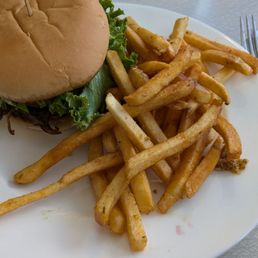 Mushroom burger with garlic fries Mushroom burger with garlic fries