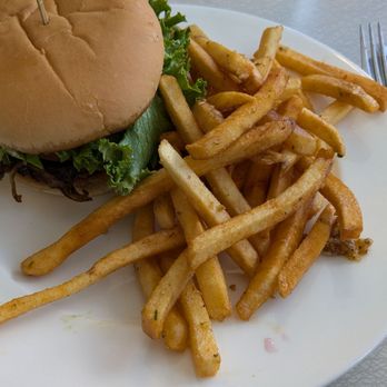 Happy Goat Farm To Table - Mushroom burger with garlic fries - Breakfast & Brunch Near Me - Mariposa, California Happy Goat Farm To Table - Mushroom burger with garlic fries - Breakfast & Brunch Near Me - Mariposa, California