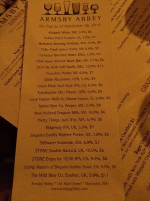 Menu photo 8 Armsby Abbey Worcester, MA