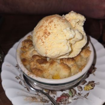 Bear & Dragon - Peach crumble/cobbler ala'mode - Coffee & Tea Near Me - Prescott, Arizona Bear & Dragon - Peach crumble/cobbler ala'mode - Coffee & Tea Near Me - Prescott, Arizona