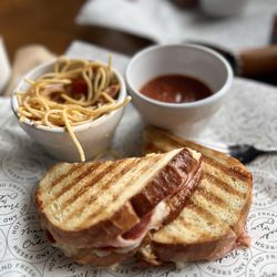 The Chill Bean - Lunch Special - Italian Sandwich with marinara dip. Side of pasta salad.