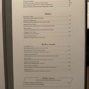 Sky Room - Menu as of January 2026 - American Near Me - Long Beach, California