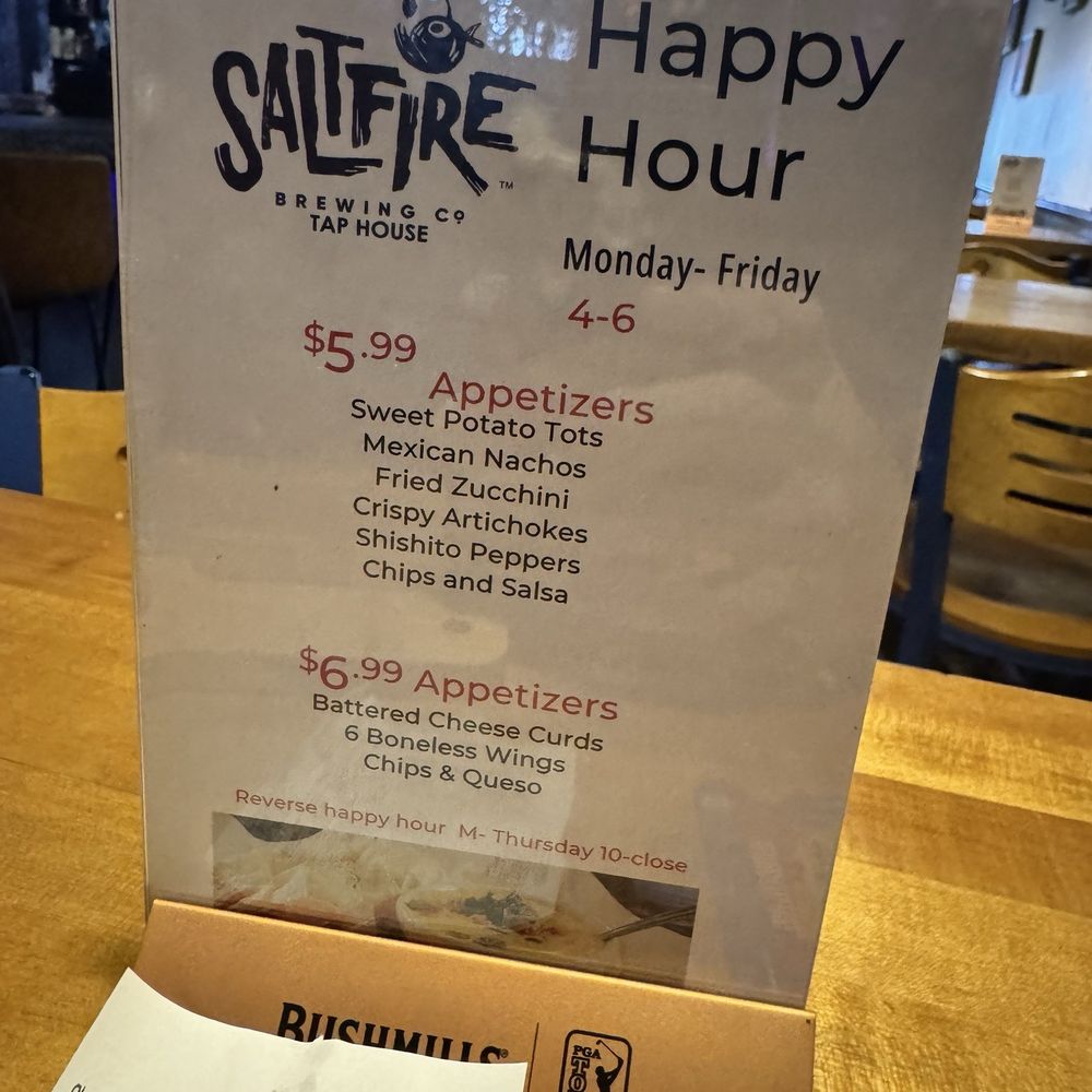 SaltFire Brewing Co Taphouse - Happy hour menu - American Near Me - Tempe, Arizona SaltFire Brewing Co Taphouse - Happy hour menu - American Near Me - Tempe, Arizona