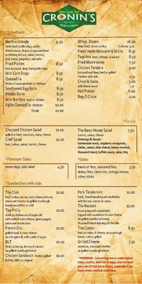 Menu photo 1 Cronin's Bar and Grill Lenexa, KS