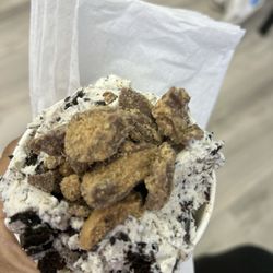 Mann’s Homemade Ice Cream - Half Cookies and Cream and half cookie dough with peanut butter cups