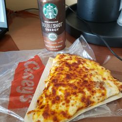 Casey's - Sausage breakfast pizza and my Starbucks Mocha