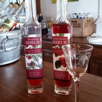 Sonoma Aperitif - Drinking shrubs and emptied glass of what was prosecco with raspberry shrub. - Wineries Near Me - Penngrove, California