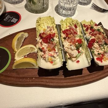 Fogo de Chão - Lobster & Shrimp Tacos were Aight. (Served cold on a boat of lettuce) - Brazilian Near Me - Thousand Oaks, California Fogo de Chão - Lobster & Shrimp Tacos were Aight. (Served cold on a boat of lettuce) - Brazilian Near Me - Thousand Oaks, California