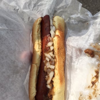 Weenie Beenie - Chili half-smoke with onions. - Food Stands Near Me - Arlington, Virginia Weenie Beenie - Chili half-smoke with onions. - Food Stands Near Me - Arlington, Virginia