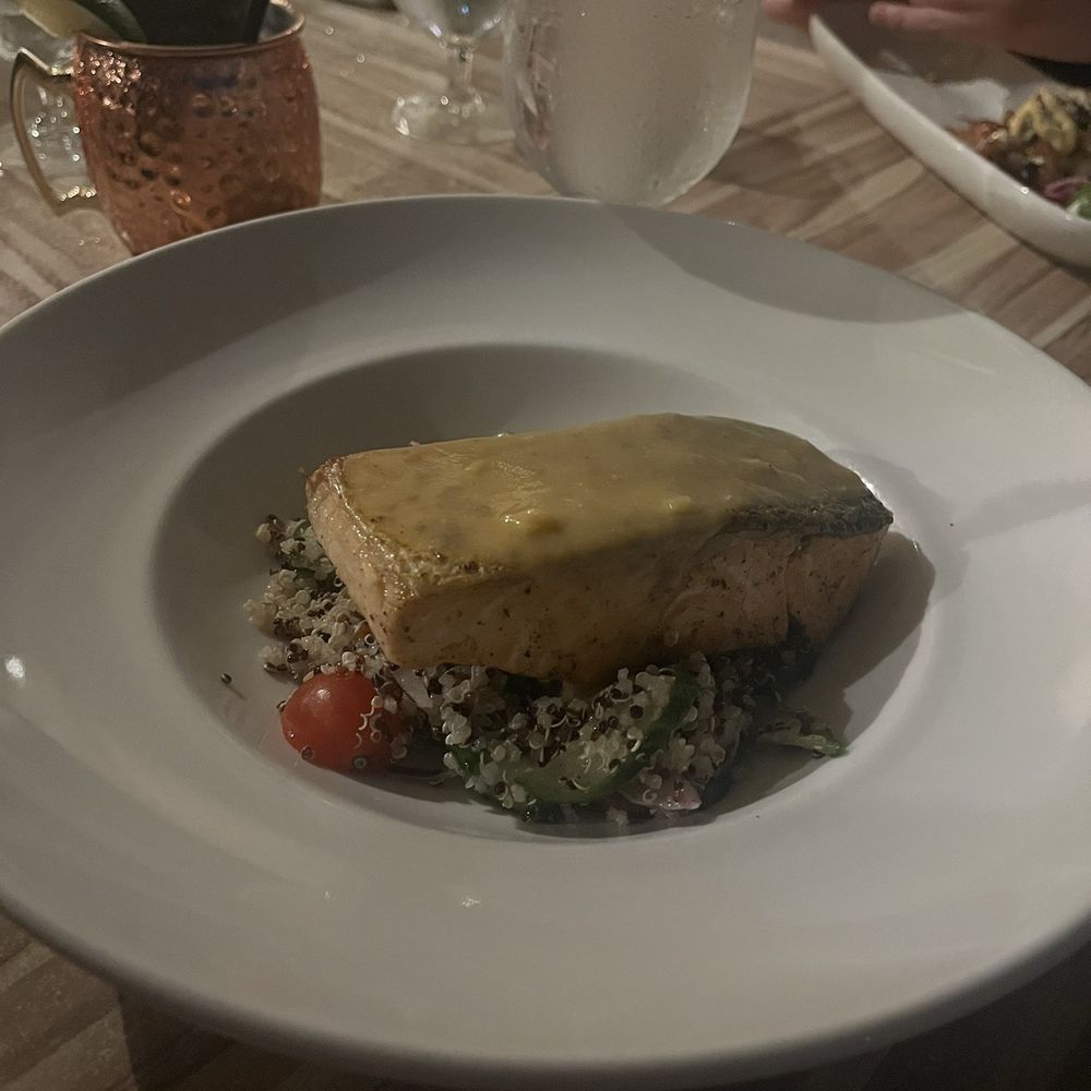 Juniper On The Water - Pan-Roasted Salmon GF - Seafood Near Me - Hallandale Beach, Florida Juniper On The Water - Pan-Roasted Salmon GF - Seafood Near Me - Hallandale Beach, Florida