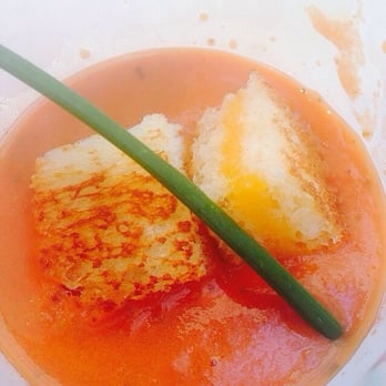 TasteBuds Culinary, Inc - Creamy tomato soup with grilled cheese crouton and chives - Caterers Near Me - Encino, California TasteBuds Culinary, Inc - Creamy tomato soup with grilled cheese crouton and chives - Caterers Near Me - Encino, California