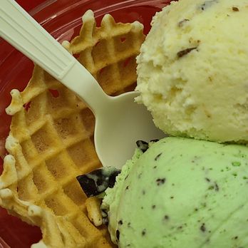 Bruster's Real Ice Cream - A scoop of Mint Chocolate Chip and Peanut Butter Puddle Ice Creams in a Waffle Bowl. - Ice Cream & Frozen Yogurt Near Me - Roanoke, Virginia