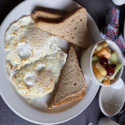 Dave's Diner - Two eggs over easy - additional charge for cup of fruit.