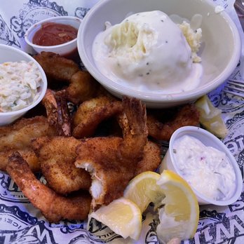 Willie's Grill & Icehouse - Large fried shrimp with mashed potatoes and slaw. - American Near Me - Schertz, Texas Willie's Grill & Icehouse - Large fried shrimp with mashed potatoes and slaw. - American Near Me - Schertz, Texas