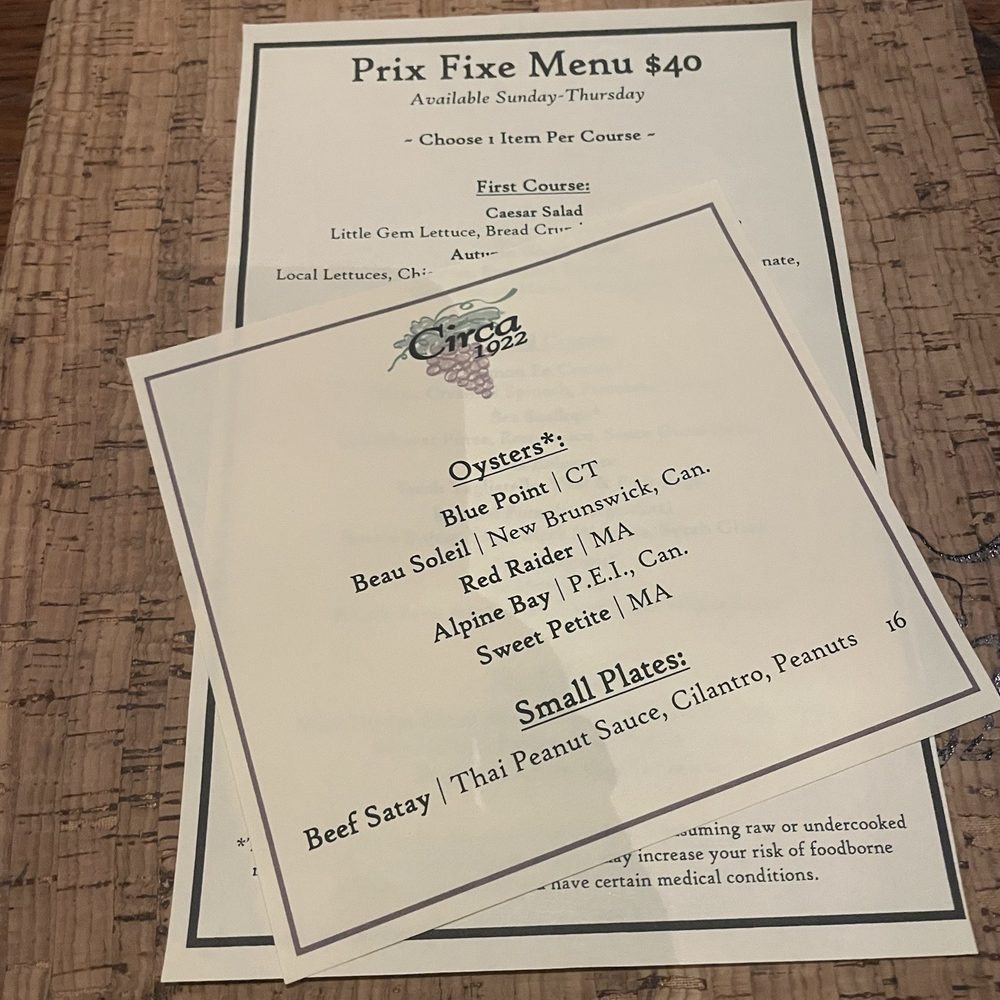 Circa 1922 - Menu - Tapas Bars Near Me - Wilmington, North Carolina Circa 1922 - Menu - Tapas Bars Near Me - Wilmington, North Carolina