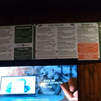 Blarney Stone - Menu on wall - Pubs Near Me - Syracuse, New York