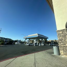 Exterior outside entrance of 7-Eleven - Chevron gas station attached - Las Vegas, Nevada Exterior outside entrance of 7-Eleven - Chevron gas station attached - Las Vegas, Nevada