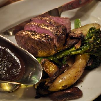 The Raymond 1886 - Creekstone Ranch Center Cut Ribeye $55: 8oz filet, broccolini, fingerling potatoes, duxelles bordelaise sauce (gf) - New American Near Me - Pasadena, California