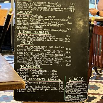 L'Envie - Menu - French Near Me - Paris, 75 L'Envie - Menu - French Near Me - Paris, 75