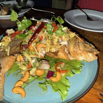 Nittaya's Secret Kitchen - Whole fried branzino in the tilapia spices (asked to mix the fish/seasoning) was perfect - Thai Near Me - Las Vegas, Nevada Nittaya's Secret Kitchen - Whole fried branzino in the tilapia spices (asked to mix the fish/seasoning) was perfect - Thai Near Me - Las Vegas, Nevada