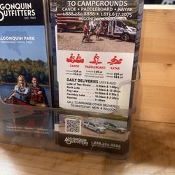 Algonquin Outfitters - Lake Opeongo - Rental menu with prices